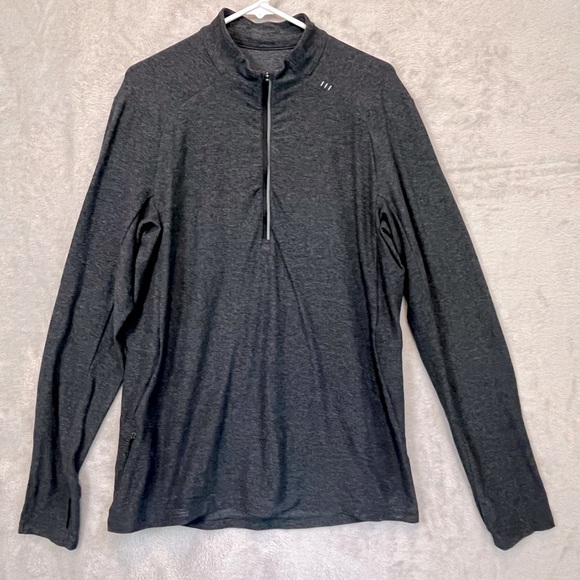 Lululemon Surge warm half-zip in heathered graphite grey / black Sz L - Picture 1 of 16